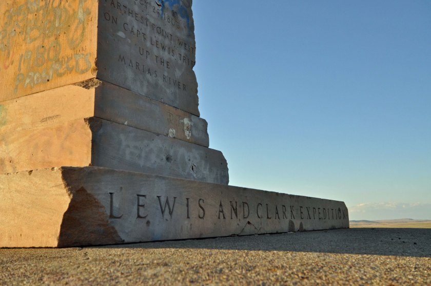 One of the few touristy stops we made along the way to Glacier National Park - a memorial to a Lewis and Clark Expedition. And no, I don't know more details than that. I'm a little rusty on my expedition trivia.  Above photo: The memorial was surrounded by pasture and railroad tracks (and broken beer bottles). These horses were grazing a ways out in front of the monument. 
